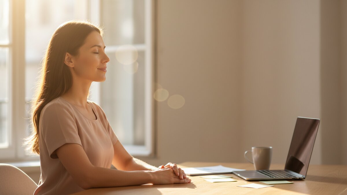 Suplementi za smanjenje stresa - magnezij kapsule, GABA prašak, L-teanin tablete i prirodni sastojci na mirnom stolu