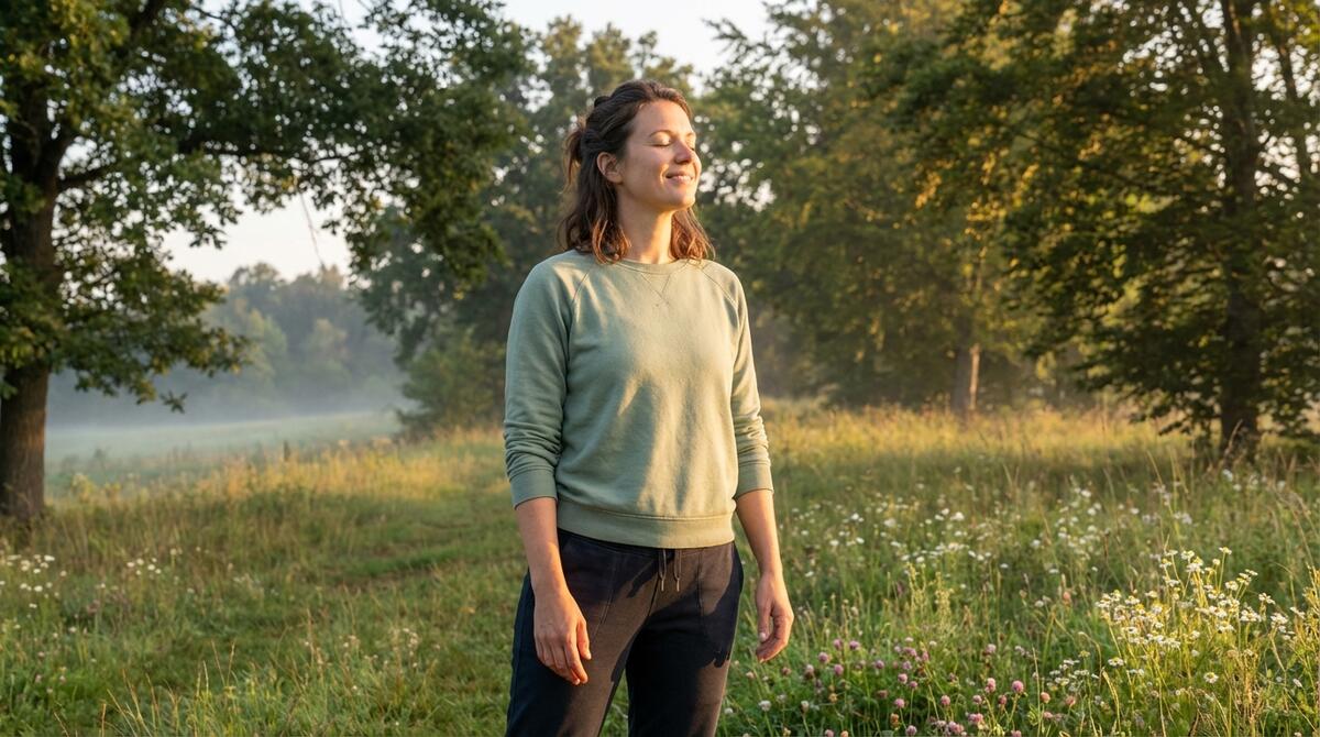 Prirodni melatonin i san - osoba gleda jutarnje sunce kroz prozor u mirnoj atmosferi, simbolizirajući cirkadijalni ritam i kvalitetan san